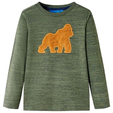 Kinder-Langarmshirt Khaki Melange 128