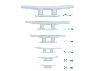 Klampe, Festmacherklampe, Belegklampe 60 - 220 mm, weiß oder schwarz