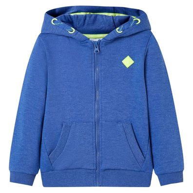 Kinder-Kapuzenpullover mit Reißverschluss Blau Melange 104