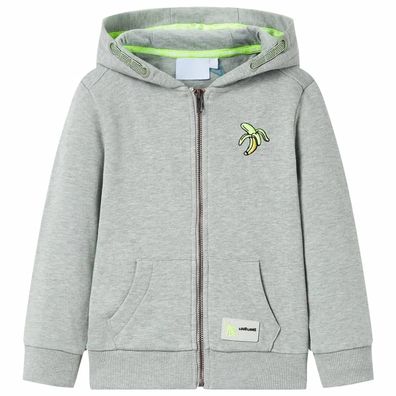 Kinder-Kapuzenpullover mit Reißverschluss Helles Khaki Melange 140