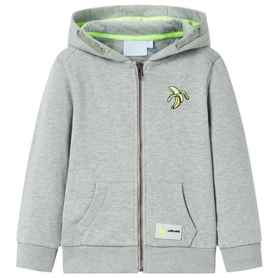 Kinder-Kapuzenpullover mit Reißverschluss Helles Khaki Melange 116