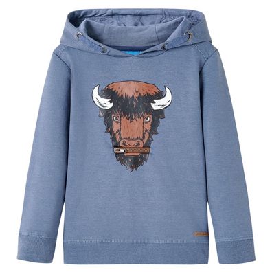 Kinder-Kapuzenpullover Blau Melange 104