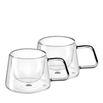 GRÄWE Doppelwandige-Thermogläser mit Griff, 200ml, 2er Set, gerades Design