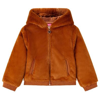 Kinder-Kapuzenjacke Kunstpelz Cognac 104