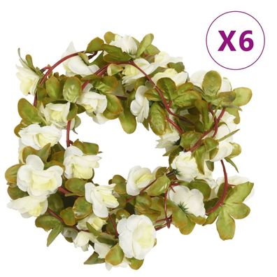 vidaXL Weihnachtskränze Blumen 6 Stk. Weiß 250 cm