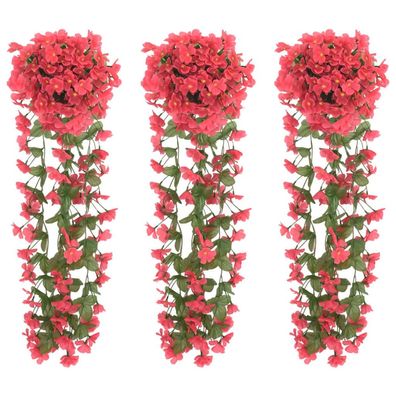 vidaXL Weihnachtskränze Blumen 3 Stk. Rosenrot 85 cm