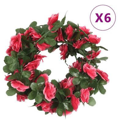 vidaXL Weihnachtskränze 6 Stk. Frühlingsrosen Rot 250 cm