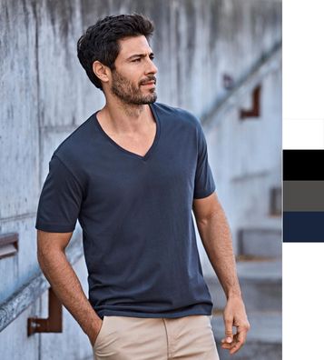 3er Pack Herren Fashion V-Neck T-Shirt von Tee Jays Baumwolle S-3XL Sof Tee 8006