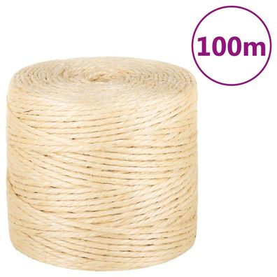 vidaXL Seil 100% Sisal 4 mm 100 m