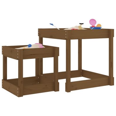 vidaXL Sand-Spieltische 2 Stk. Honigbraun Massivholz Kiefer