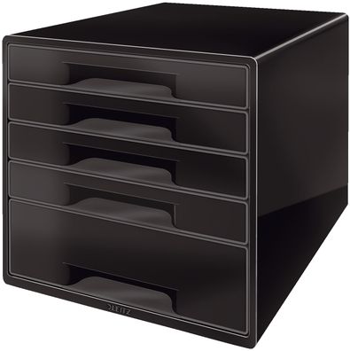 Leitz 5253-10-95 5253 Schubladenbox CUBE - A4/C4, 5 geschlossene Schubladen, schwarz