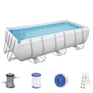 Power Steel™ Frame Pool-Set mit Filterpumpe 404 x 201 x 100 cm , lichtgrau, eckig