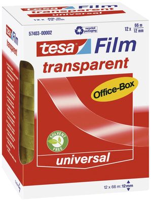 tesa® 57403-00002-01 Klebefilm Office Box - transparent, 12 mm x 66 m, 12 Rollen