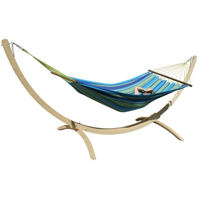 MacaMex Hängematte mit Gestell Siesta Grande Caribe Dorada Set Hängematte