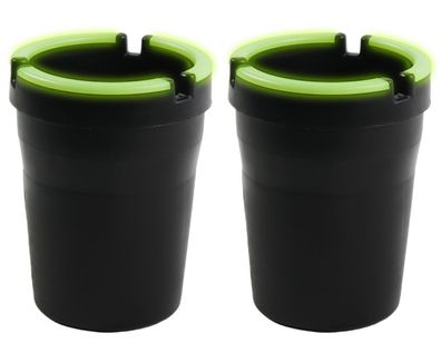 2x AutoAschenbecher für Getränkehalter leuchtend WindAscher mit Deckel Reise