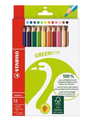 Stabilo® 6203/12 Dreikant-Buntstift GREENtrio - 12er Kartonetui