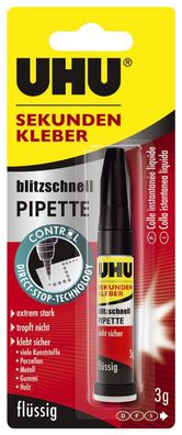 UHU® 45570 Sekundenkleber blitzschnell Pipette - 3 g