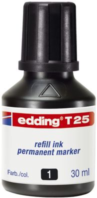 Edding 4-T25001 T 25 Nachfülltinte - für Permanentmarker, 30 ml, schwarz