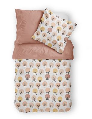 Dormabell Satin Bettwäsche 155x220 Yoga Gymnastik Punkte Wende creme puder