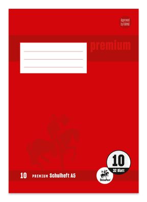 Staufen® 734010610 Heft Premium LIN 10 - A5, 32 Blatt, 90 g/qm, kariert mit Rand