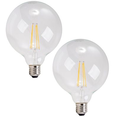 2x LED-Lampe Globe G120 Filament Dimmbar E27 8W = 75W Birne Leuchtmittel Warm