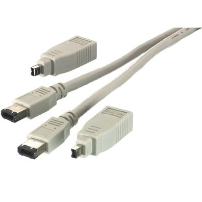 FireWireKabel Set AnschlussKabel IEEE1394 6pol. 4pol. auf 6pol 4pol 400 Mbs