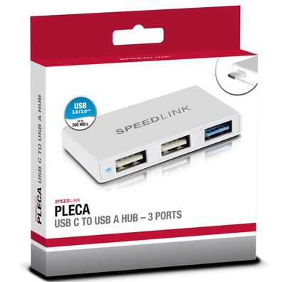 Speedlink Plea USBC auf USBA USBHub Adapter 3Port 3.0 / 2.0 Typ C Konverter