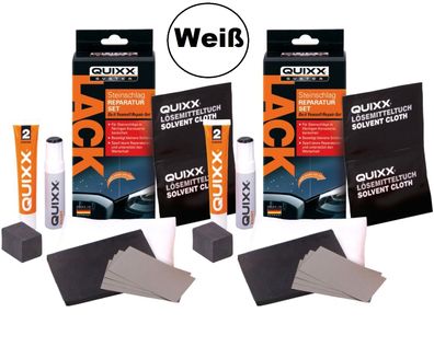 2x PACK QUIXX Steinschlag Reparatur-Set Weiß Stift Lack-Reparatur Lack-Reiniger