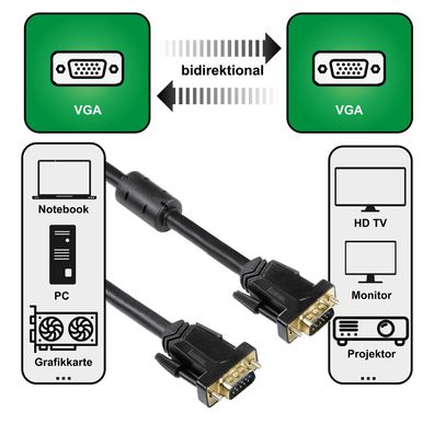 VGA Anschluss-Kabel 5m vergoldet