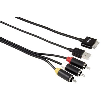 Hama TV-Kabel AV-Kabel RCA + USB Video-Kabel für Apple 30-Pin iPhone iPod iPad
