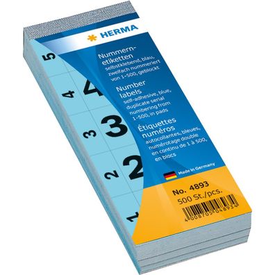 HERMA Nummernblock 4893 1-500 sk 28x56mm blau 500 St./Pack