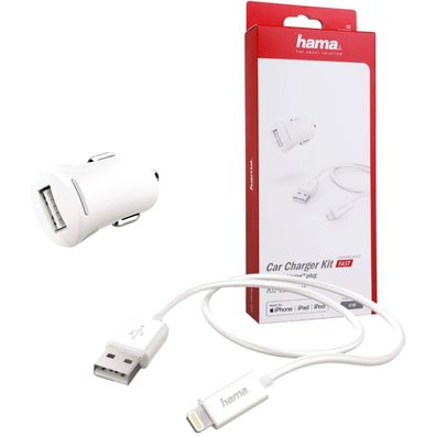 Hama KFZ Schnell-Ladekabel Lightning 2,4A 12W USB Lade-Adapter Auto Ladegerät