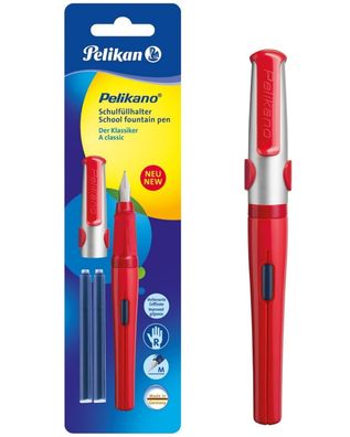 Pelikan Pelikano P480 Füller Rot Feder M Mittel Rechtshänder Schulfüller 2 TInte