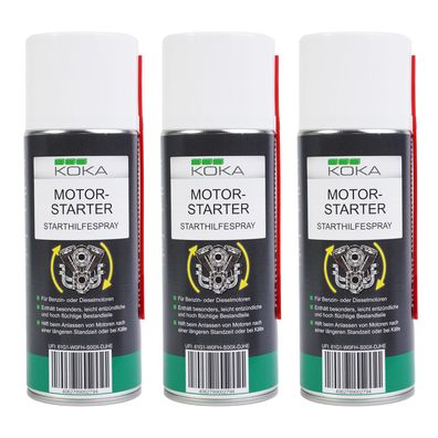 KOKA 3x StarthilfeSpray 400ml KaltStart Auto MotorStart Pilot StarterSpray