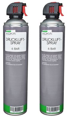 KOKA 2x Druckluftspray 6 Bar 600ml AllzweckReiniger mit Röhrchen extragroß