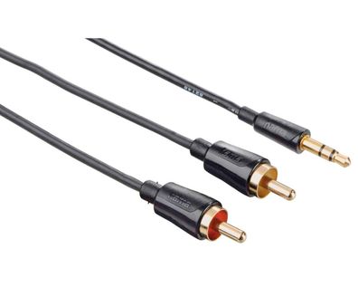 Hama Slim AdapterKabel AUX 3,5mm KlinkenStecker auf 2x RCA CinchKabel Audio