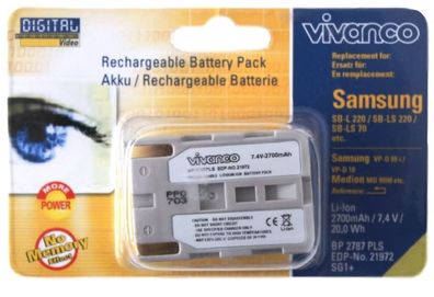 Vivanco Akku Batterie für Samsung SBL220 SBLS220 SBL110 SBLS110 SBLS70 L70