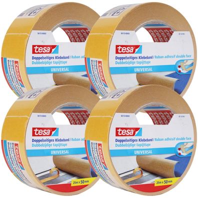 4x Pack Tesa Doppelseitiges Klebeband 100m Universal 50mm Verlegeband Klebe Band