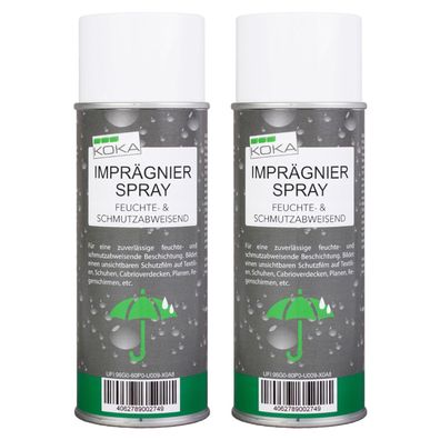 KOKA 2x 400ml Imprägnierspray Imprägnierung CabrioVerdeck Textilien Schuhe Zelt