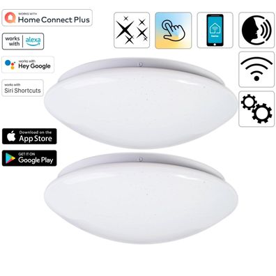 2x Hama WiFi LED Deckenleuchte 18W 100W dimmbar WLAN Deckenlampe App-Steuerung