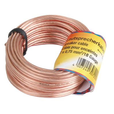 Hama HQ 10m Lautsprecher-Kabel 2x 0,75mm² dick 2-adrig Boxen-Kabel Hifi LS Kabel