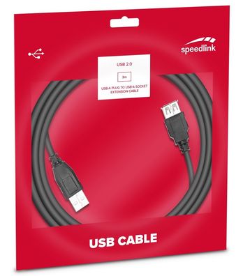 Speedlink 3m USB 2.0 VerlängerungsKabel USBA Stecker zu USBA Buchse HighSpeed