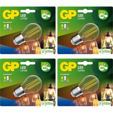 4x GP Vintage LED-Lampe Filament E27 A45 4W 40W Mini Globe Birne Leuchtmittel