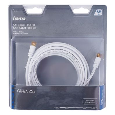 Hama 7,5m SatKabel 100dB 4K HD TV AntennenKabel FStecker Koaxial KoaxKabel