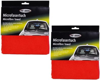 2x MicrofaserTuch Außen Rot 40x40cm Auto Poliertuch Trockentuch MikrofaserTuch