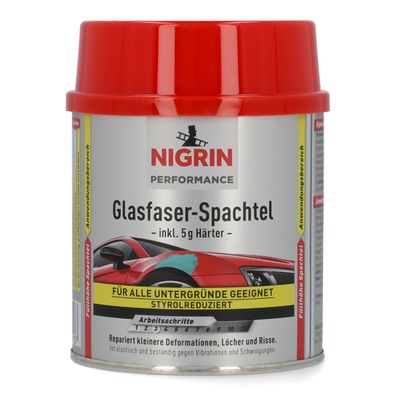 Nigrin 2K GlasfaserSpachtel mit Härter 250g AutoSpachtel ReparaturSpachtel