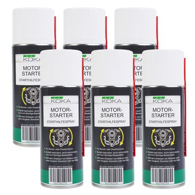 KOKA 6x StarthilfeSpray 400ml KaltStart Auto MotorStart Pilot StarterSpray