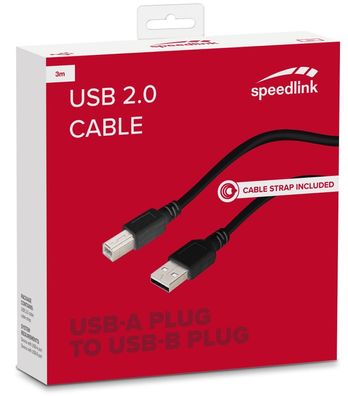 Speedlink HQ 3m USB 2.0 USBKabel Typ AB Stecker AnschlussKabel Drucker Hub