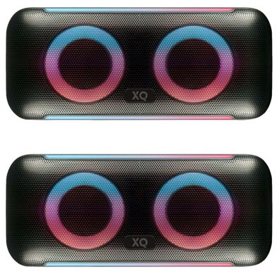 2x Set Party Boom Box Bluetooth Speaker 40W Lautsprecher LED Licht-Effekte AUX