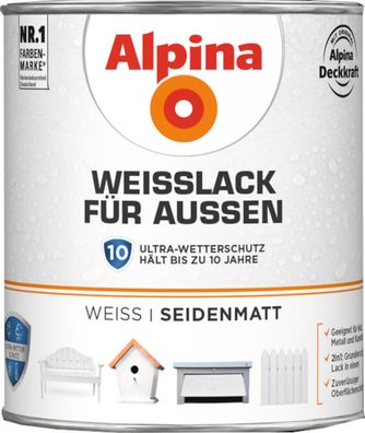 ALPINA Weißlack für Außen seidenmatt 2 L